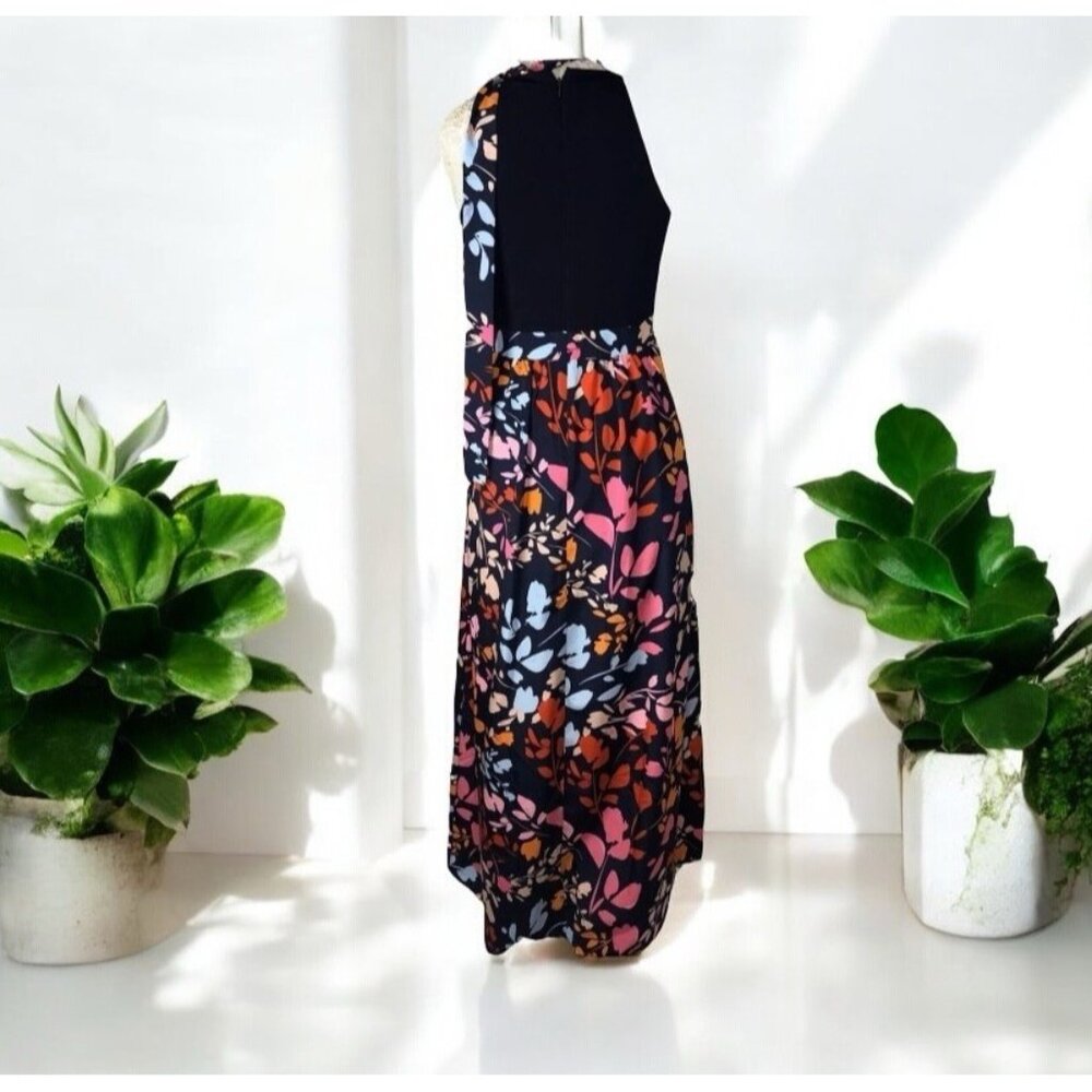 Vince Camuto Navy Floral Woman’s Keyhole Halter Neck Maxi Dress Size 8 Sundress